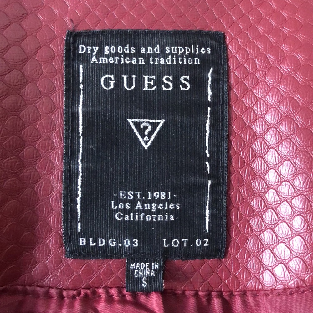 Needs repair - GUESS Brick Red Faux Leather Moto Jacket - Small - Picture 4 of 15